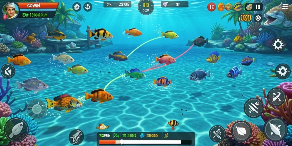 Gameplay GOWIN menampilkan aksi seru dalam Tembak Ikan.