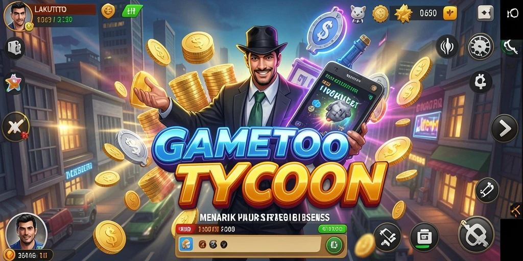 Screenshot menunjukkan pemain sedang mengelola bisnis dalam LAKUTOTO.