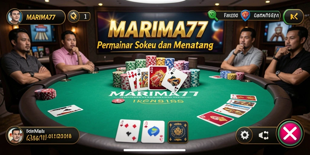 Tampilan gameplay yang mengasyikkan dari permainan Poker MARIMA77.