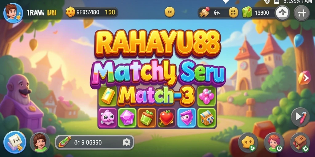 Screenshot gameplay RAHAYU88 dengan tampilan match-3 yang menarik.