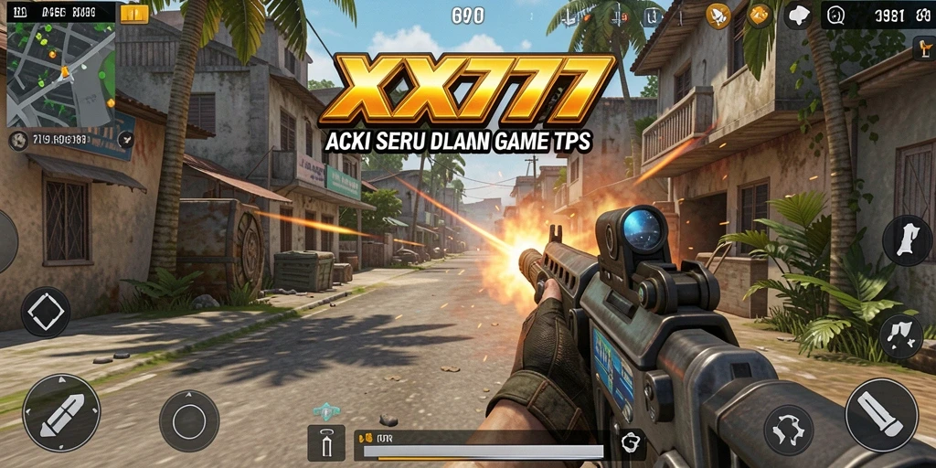 Screenshot gameplay XXX777 menampilkan aksi tembak-menembak yang intens.